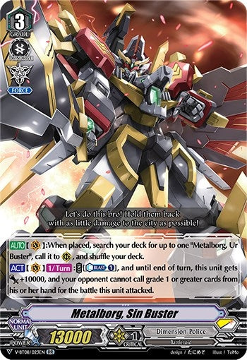 Image for Metalborg, Sin Buster (V-BT08: Silverdust Blaze) (V-BT08/023EN RR) - Cardfight Vanguard