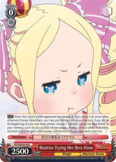 Image for Beatrice Trying Her Best Alone (Re:ZERO Memory Snow) (RZ/S68-E018 R) - Weiss Schwarz
