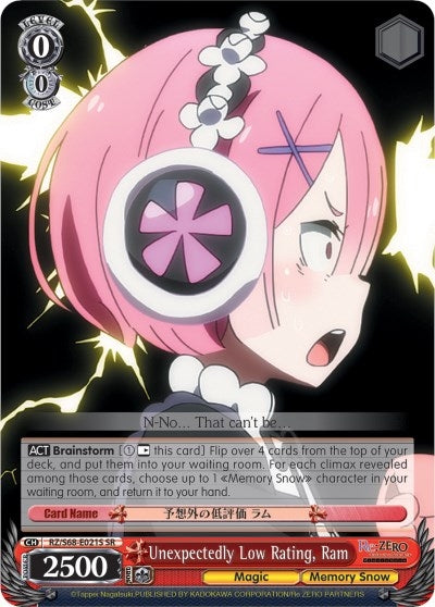 Image for Unexpectedly Low Rating, Ram (SR) (Re:ZERO Memory Snow) (RZ/S68-E021S SR) - Weiss Schwarz