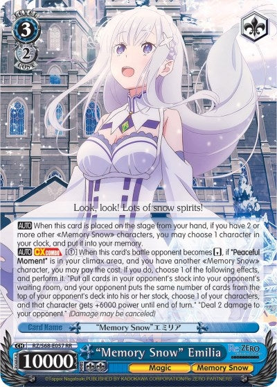 Image for "Memory Snow" Emilia (Re:ZERO Memory Snow) (RZ/S68-E057 RR) - Weiss Schwarz