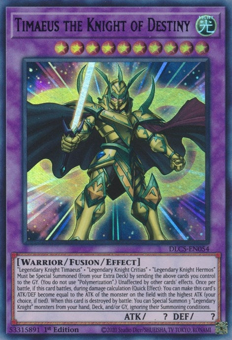 Image for Timaeus the Knight of Destiny (Green) (Dragons of Legend: The Complete Series) (DLCS-EN054) - YuGiOh