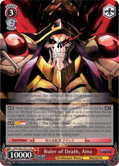 Image for Ruler of Death, Ainz (Nazarick: Tomb of the Undead) (OVL/S62-TE17 TD) - Weiss Schwarz