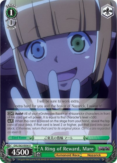 Image for A Ring of Reward, Mare (Nazarick: Tomb of the Undead) (OVL/S62-E036 U) - Weiss Schwarz
