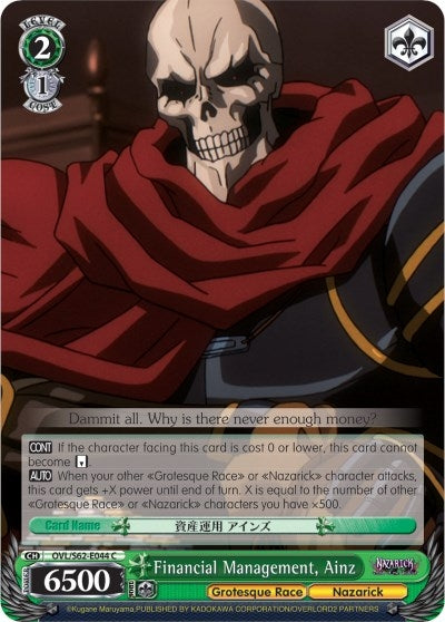 Image for Financial Management, Ainz (Nazarick: Tomb of the Undead) (OVL/S62-E044 C) - Weiss Schwarz