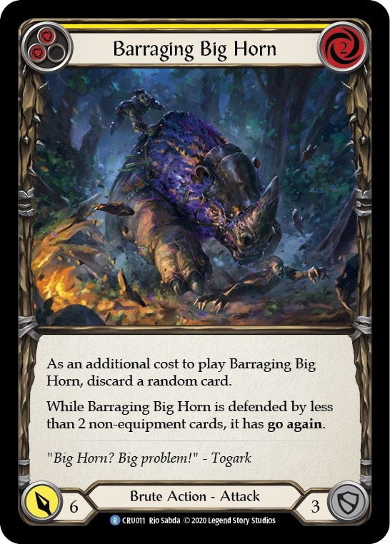 Image for Barraging Big Horn (Yellow) (Crucible of War) (CRU011) - Flesh and Blood TCG