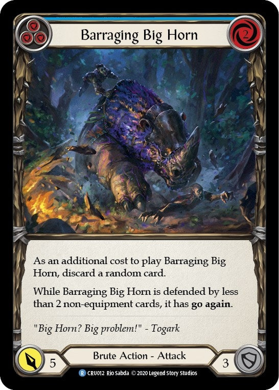 Image for Barraging Big Horn (Blue) (Crucible of War) (CRU012) - Flesh and Blood TCG