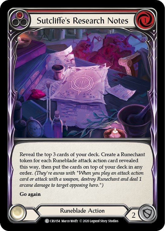 Image for Sutcliffe's Research Notes (Red) (Crucible of War) (CRU154) - Flesh and Blood TCG