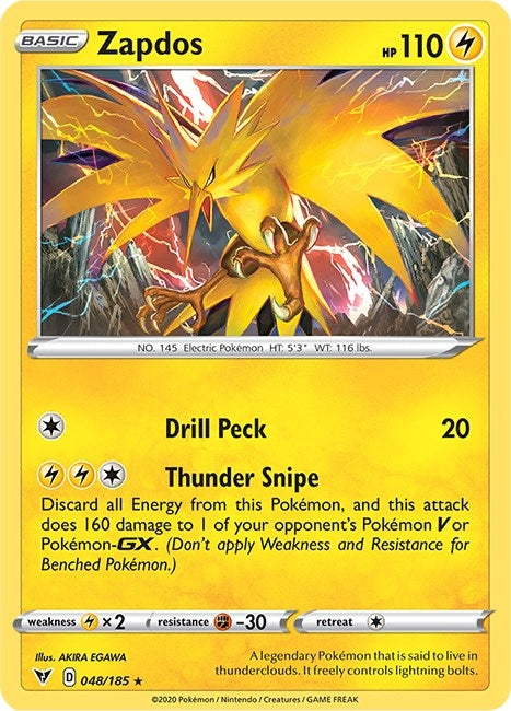 Image for Zapdos (SWSH04: Vivid Voltage) (048/185) - Pokemon