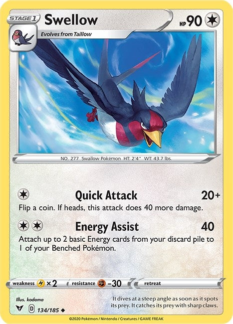 Image for Swellow (SWSH04: Vivid Voltage) (134/185) - Pokemon