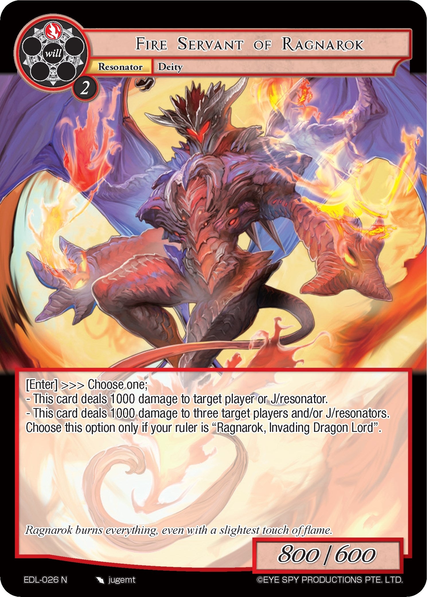 Image for Fire Servant of Ragnarok (The Epic of the Dragon Lord) (EDL-026) - Force of Will