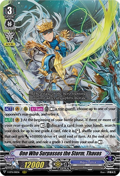 Image for One Who Surpasses the Storm, Thavas (V-BT11: Storm of the Blue Cavalry) (V-BT11/011EN) - Cardfight Vanguard