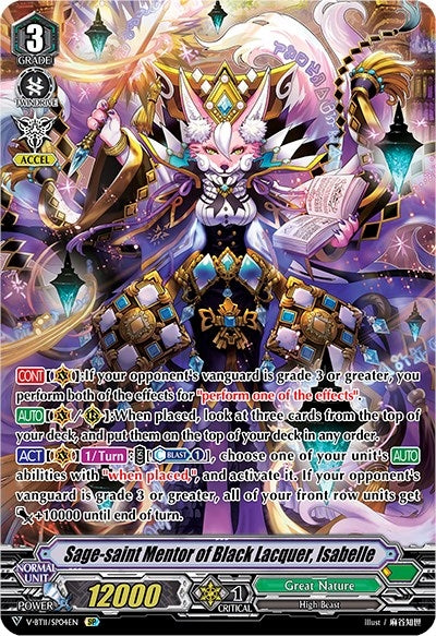 Image for Sage-saint Mentor of Black Lacquer, Isabelle (SP) (V-BT11: Storm of the Blue Cavalry) (V-BT11/SP04EN) - Cardfight Vanguard