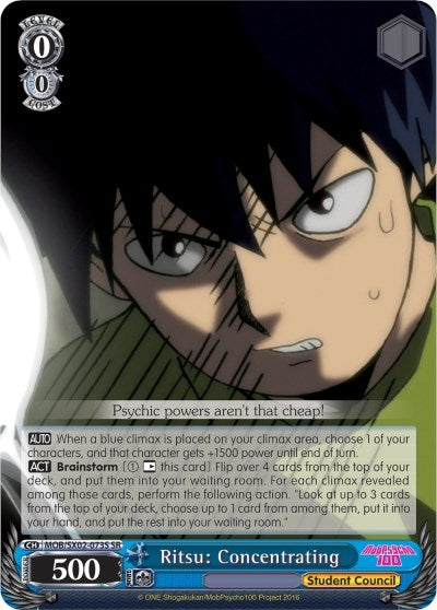Image for Ritsu: Concentrating (SR) (Mob Psycho 100) (MOB/SX02-073S SR) - Weiss Schwarz