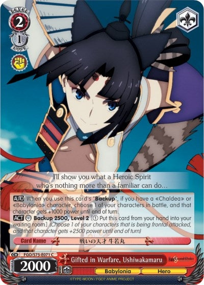 Image for Gifted in Warfare, Ushiwakamaru (Fate/Grand Order Absolute Demonic Front: Babylonia) (FGO/S75-E071 C) - Weiss Schwarz