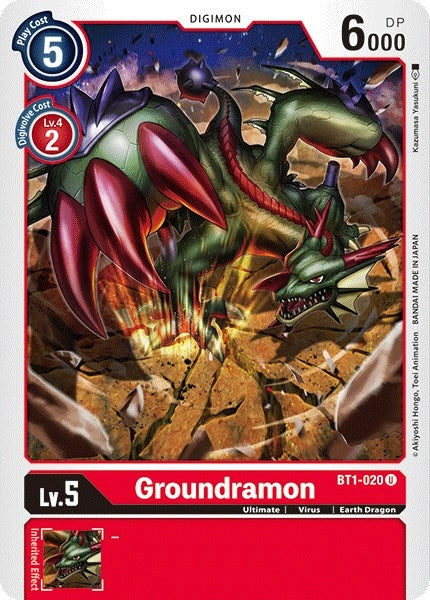 Image for Groundramon (BT01-03A) (BT1-020 U) - Digimon Card Game