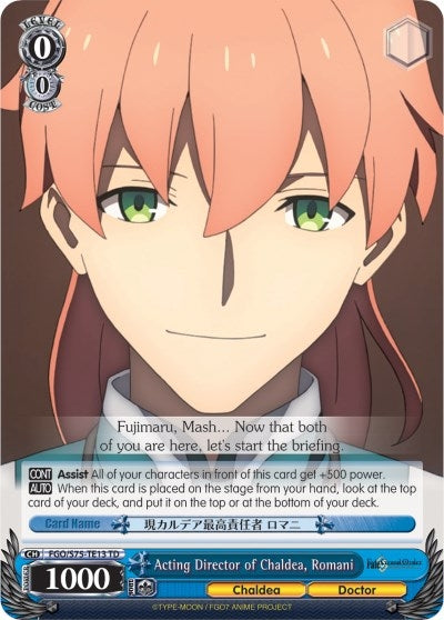 Image for Acting Director of Chaldea, Romani (Fate/Grand Order Absolute Demonic Front: Babylonia) (FGO/S75-TE13 TD) - Weiss Schwarz