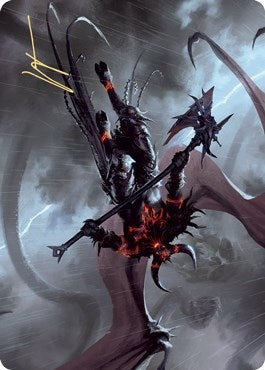 Image for Burning-Rune Demon Art Card (Gold-Stamped Signature) (Art Series: Kaldheim) (20) - Magic: The Gathering