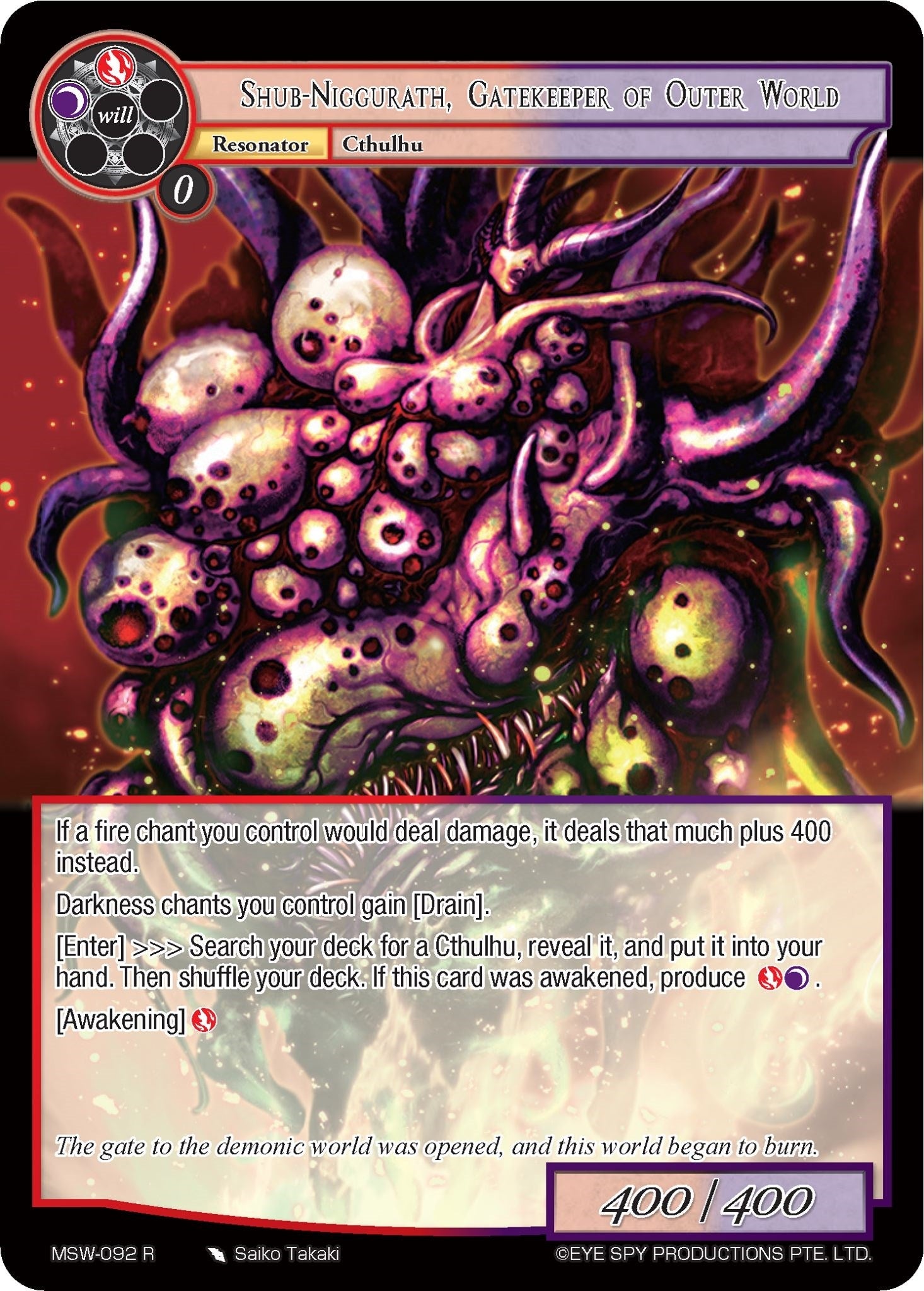 Image for Shub-Niggurath, Gatekeeper of Outer World (The Magic Stone War - Zero) (MSW-092) - Force of Will