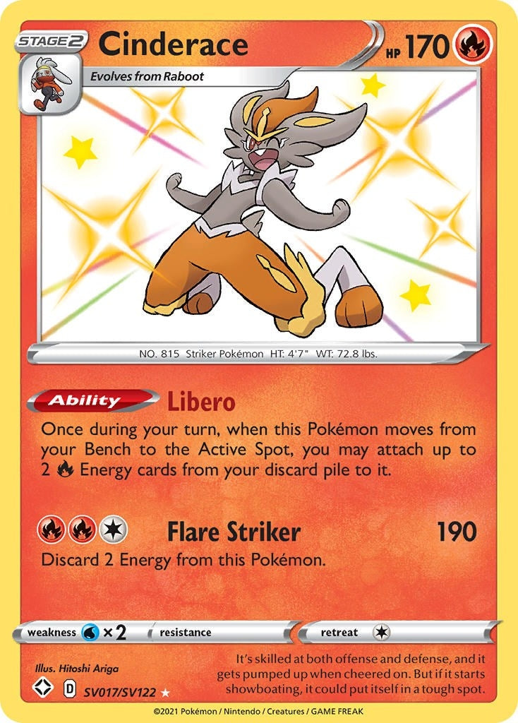 Image for Cinderace (Shining Fates: Shiny Vault) (SV017/SV122) - Pokemon