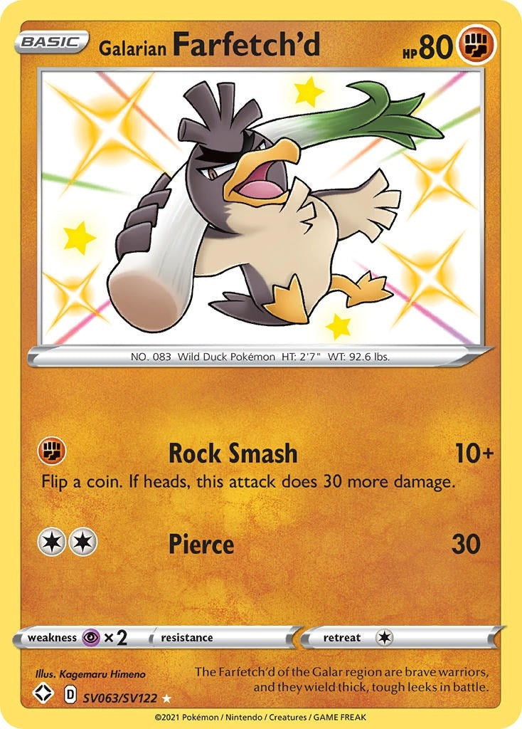 Image for Galarian Farfetch'd (Shining Fates: Shiny Vault) (SV063/SV122) - Pokemon