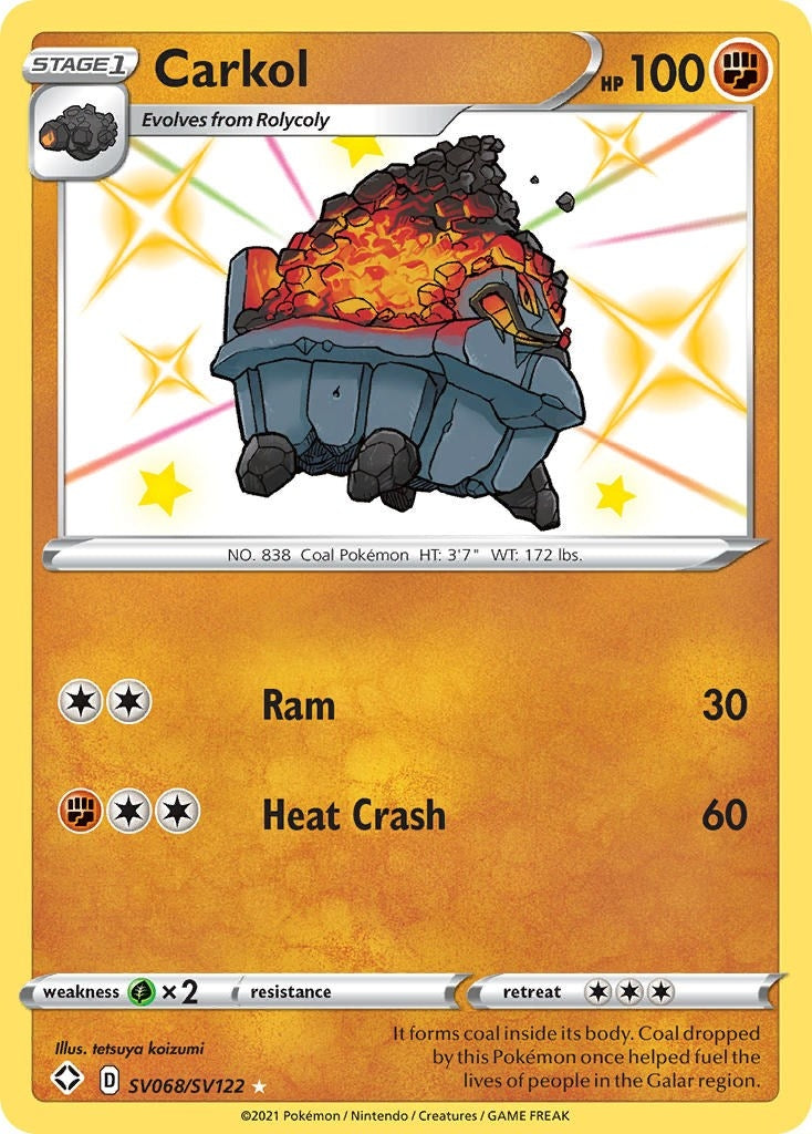 Image for Carkol (Shining Fates: Shiny Vault) (SV068/SV122) - Pokemon