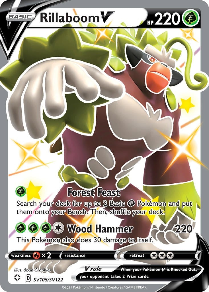Image for Rillaboom V (Shining Fates: Shiny Vault) (SV105/SV122) - Pokemon