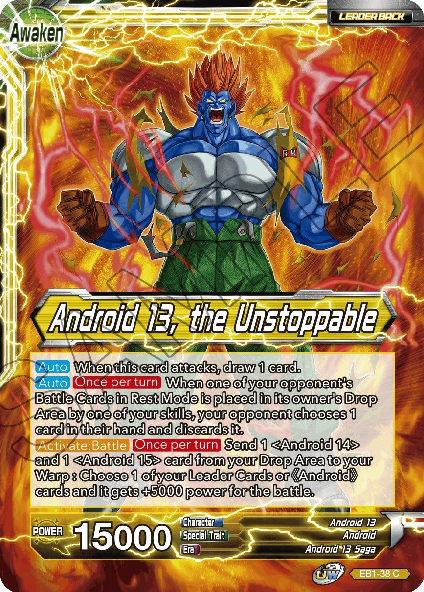 Image for Android 13, Android 14, & Android 15 // Android 13, the Unstoppable (Battle Evolution Booster) (EB1-38) - Dragon Ball Super: Masters