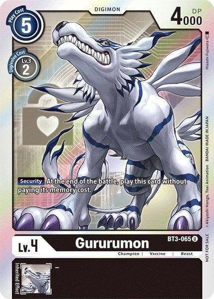 Image for Gururumon (Box Topper) (BT01-03B) (BT3-065 U) - Digimon Card Game