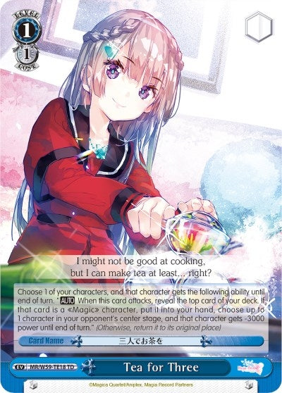 Image for Tea for Three (Magia Record: Puella Magi Madoka Magica [Side Story] (Mobile)) (MR/W59-TE18 TD) - Weiss Schwarz