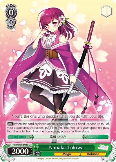 Image for Nanaka Tokiwa (Magia Record: Puella Magi Madoka Magica [Side Story] (Mobile)) (MR/W59-E040 U) - Weiss Schwarz