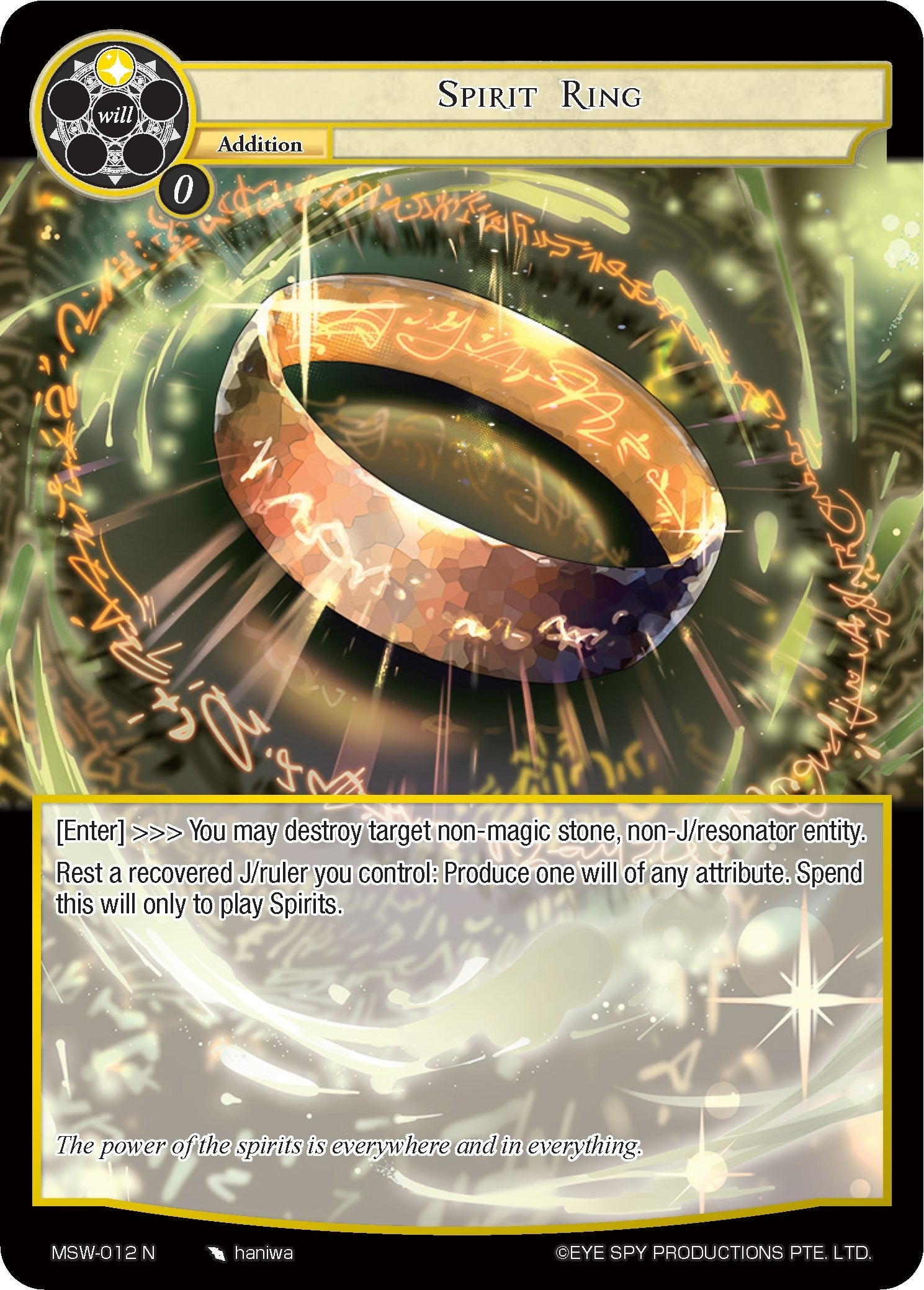 Image for Spirit Ring (The Magic Stone War - Zero) (MSW-012) - Force of Will