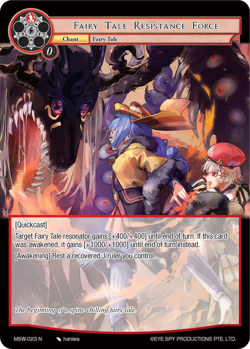 Image for Fairy Tale Resistance Force (The Magic Stone War - Zero) (MSW-023) - Force of Will