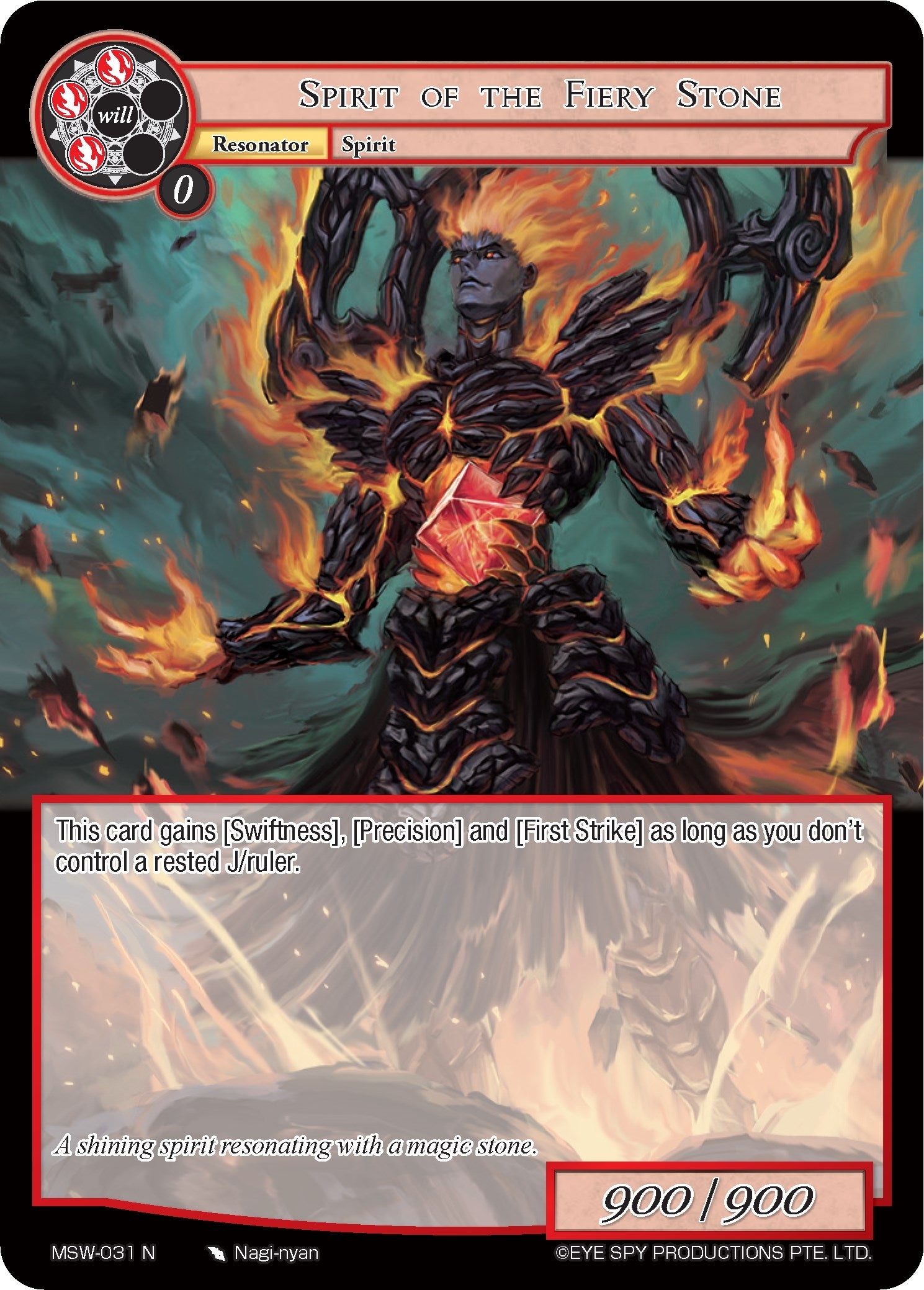 Image for Spirit of the Fiery Stone (The Magic Stone War - Zero) (MSW-031) - Force of Will