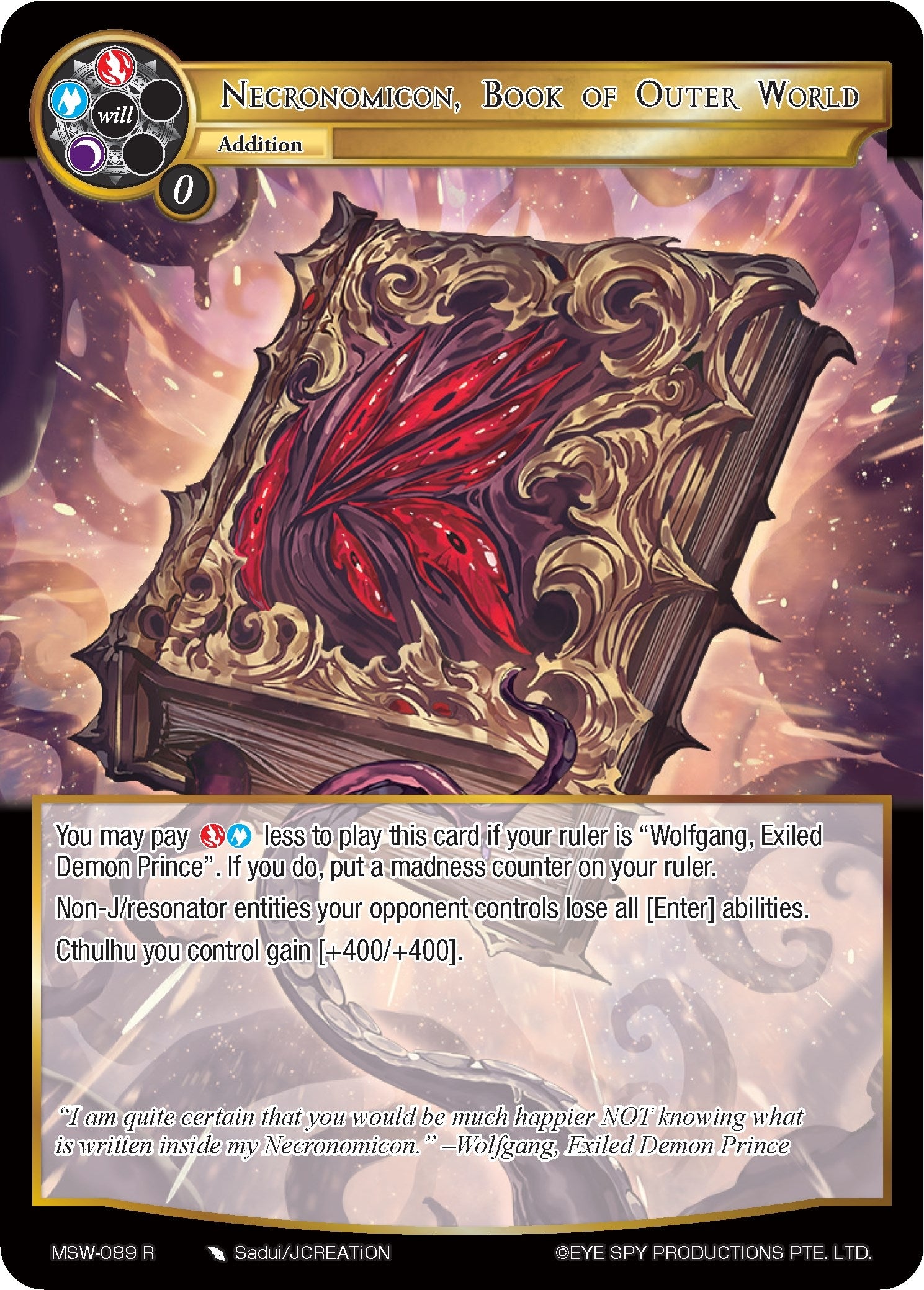 Image for Necronomicon, Book of Outer World (The Magic Stone War - Zero) (MSW-089) - Force of Will