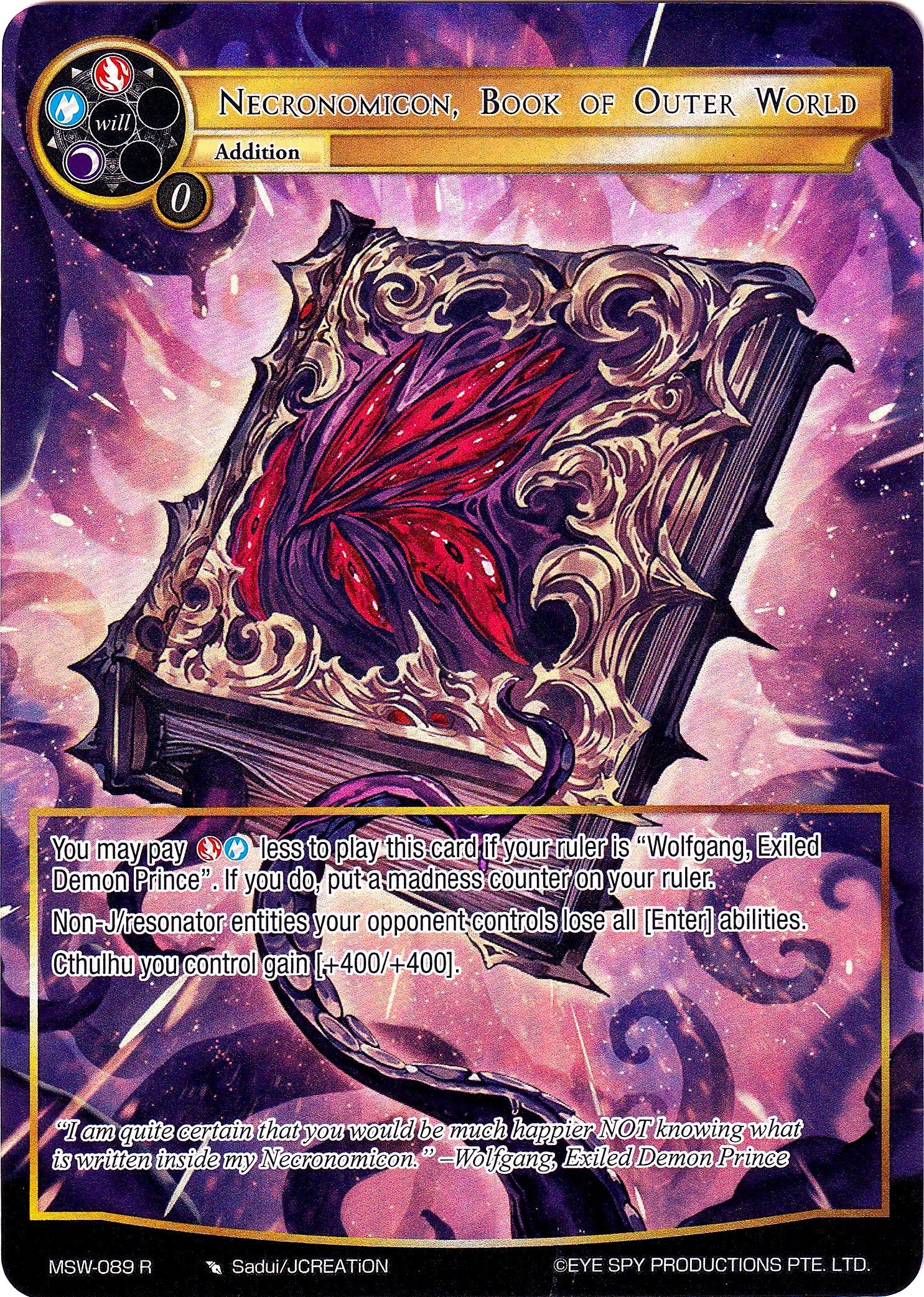 Image for Necronomicon, Book of Outer World (Full Art) (The Magic Stone War - Zero) (MSW-089) - Force of Will