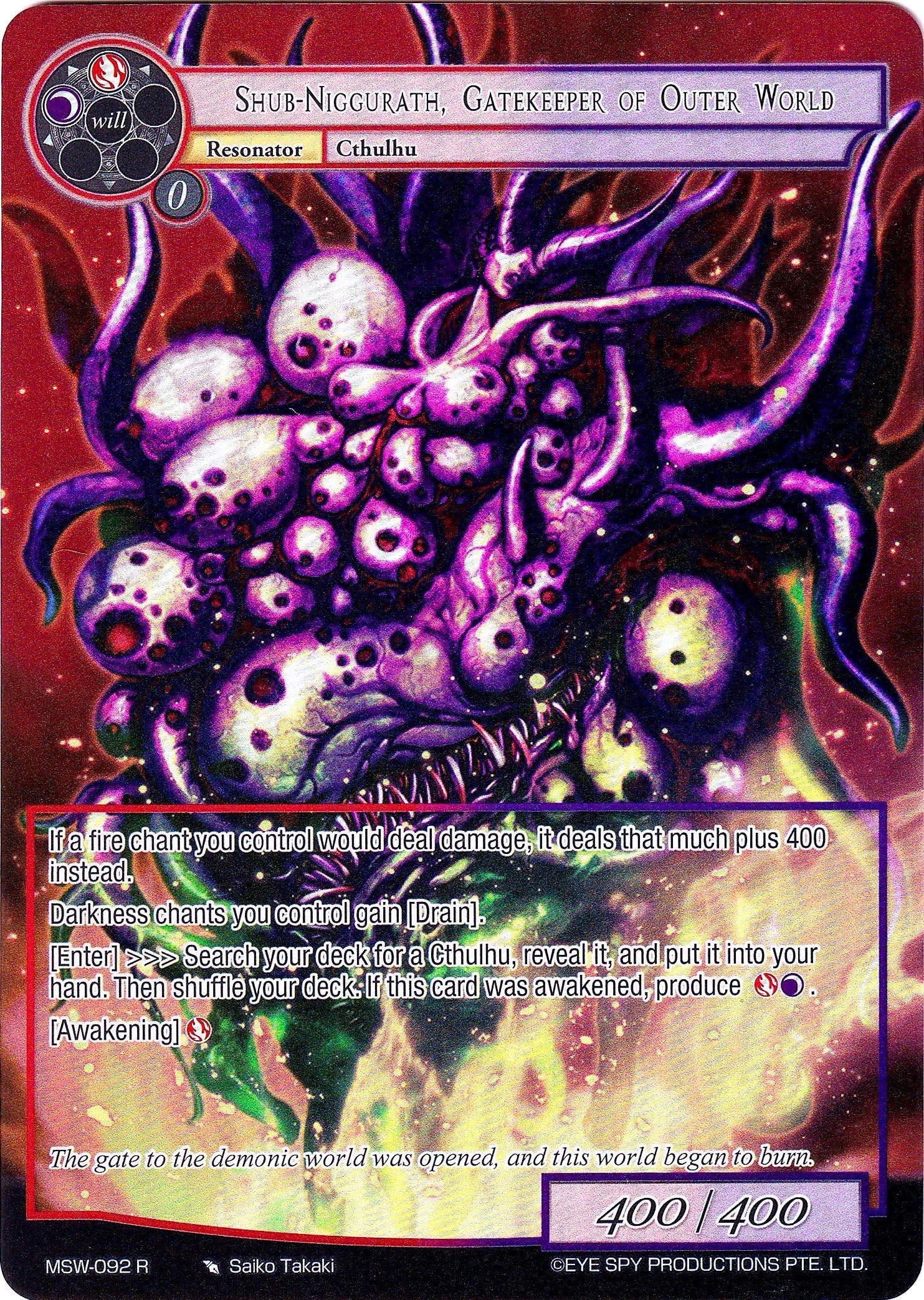 Image for Shub-Niggurath, Gatekeeper of Outer World (Full Art) (The Magic Stone War - Zero) (MSW-092) - Force of Will
