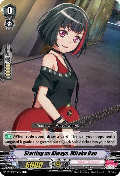 Image for Starting as Always, Mitake Ran (V-TB01: BanG Dream! FILM LIVE) (V-TB01/036EN) - Cardfight Vanguard