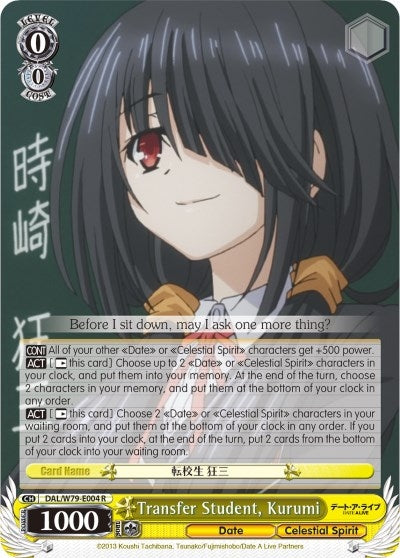 Image for Transfer Student, Kurumi (Date A Live) (DAL/W79-E004 R) - Weiss Schwarz