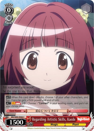 Image for Regarding Artistic Skills, Kaede (Magia Record: Puella Magi Madoka Magica [Side Story] (Anime)) (MR/W80-E066 C) - Weiss Schwarz
