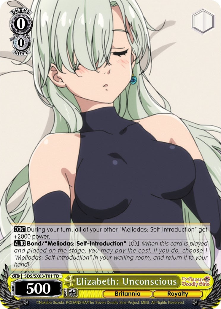 Image for Elizabeth: Unconscious (The Seven Deadly Sins) (SDS/SX03-T01 TD) - Weiss Schwarz