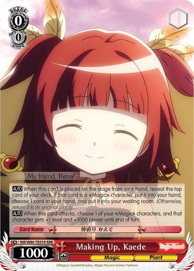 Image for Making Up, Kaede (RRR) (Magia Record: Puella Magi Madoka Magica [Side Story] (Anime)) (MR/W80-TE01R RRR) - Weiss Schwarz