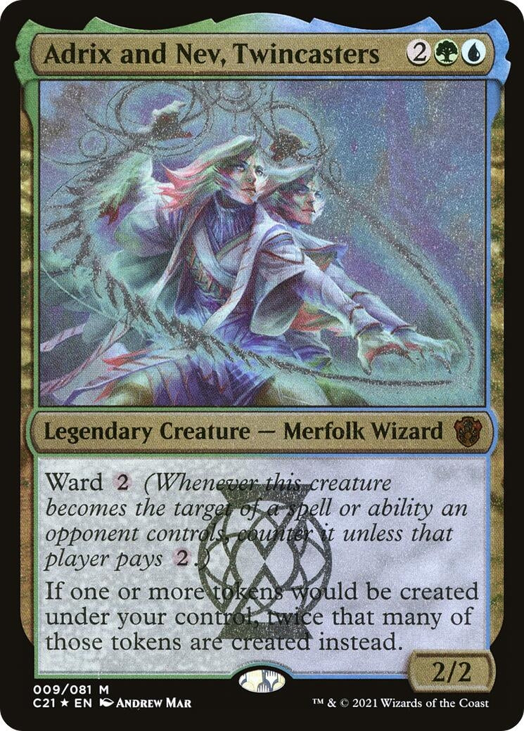 Image for Adrix and Nev, Twincasters (Display Commander) - Thick Stock (Commander 2021) (9) - Magic: The Gathering