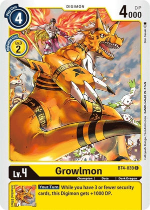 Image for Growlmon (BT4-039 C) [Great Legend]