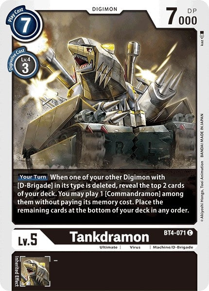 Image for Tankdramon (BT4-071 C) [Great Legend]