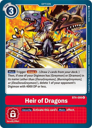 Image for Heir of Dragons (BT4-099 U) [Great Legend]