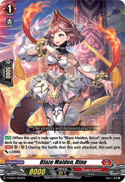 Image for Blaze Maiden, Rino (D-SD01: Yu-yu Kondo -Holy Dragon-) (D-SD01/003EN) - Cardfight Vanguard