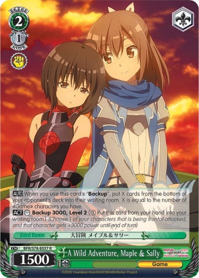 Image for A Wild Adventure, Maple & Sally (BOFURI: I Don't Want to Get Hurt, so I'll Max Out My Defense) (BFR/S78-E037 R) - Weiss Schwarz