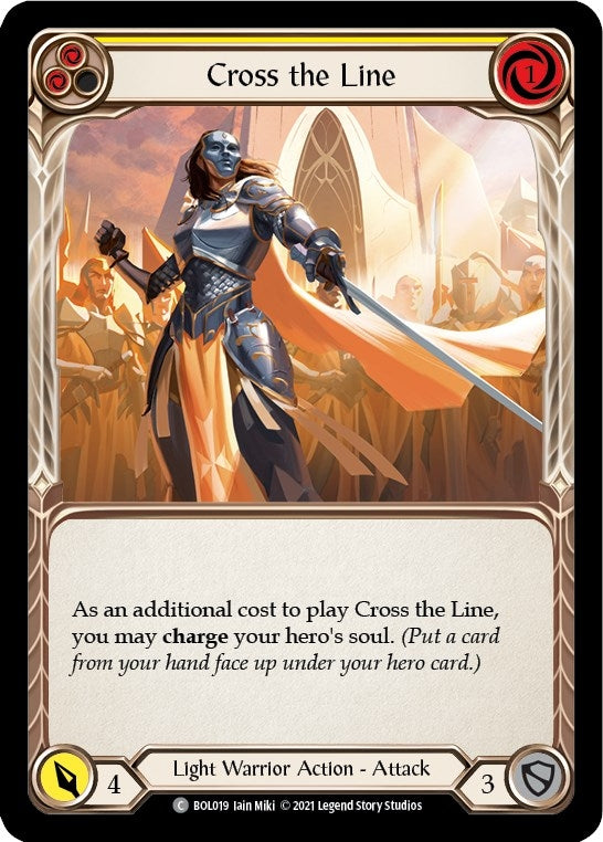 Image for Cross the Line (Yellow) (Blitz Deck: Monarch - Boltyn) (BOL019) - Flesh and Blood TCG