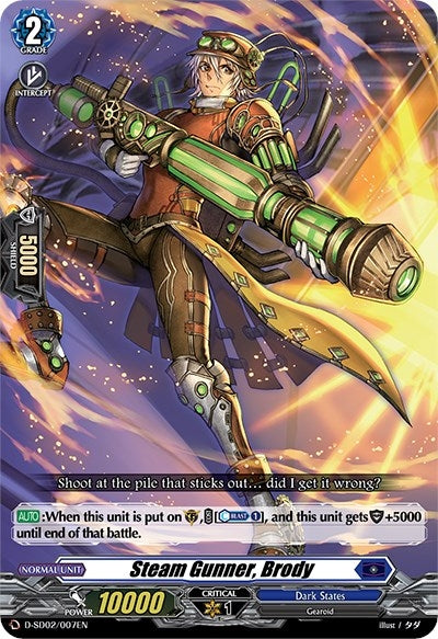Image for Steam Gunner, Brody (D-SD02: Danji Momoyama -Tyrant Tiger-) (D-SD02/007EN) - Cardfight Vanguard