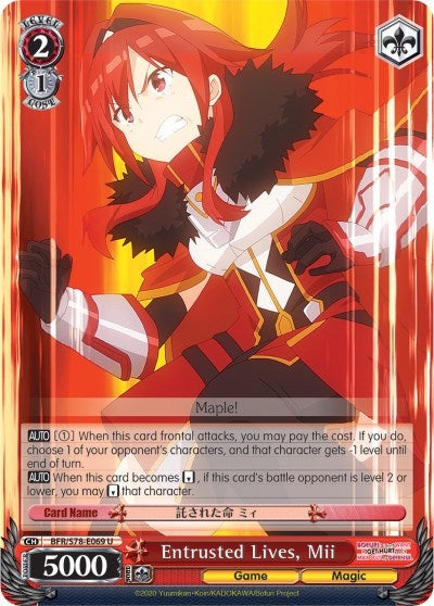 Image for Entrusted Lives, Mii (BOFURI: I Don't Want to Get Hurt, so I'll Max Out My Defense) (BFR/S78-E069 U) - Weiss Schwarz